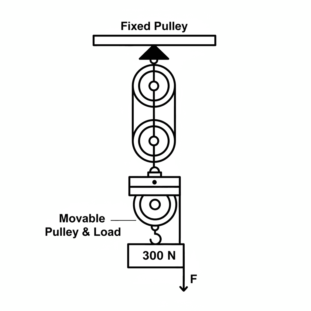 EIAT mechanical comprehension pulley system practice question example for elevator apprenticeship aptitude test